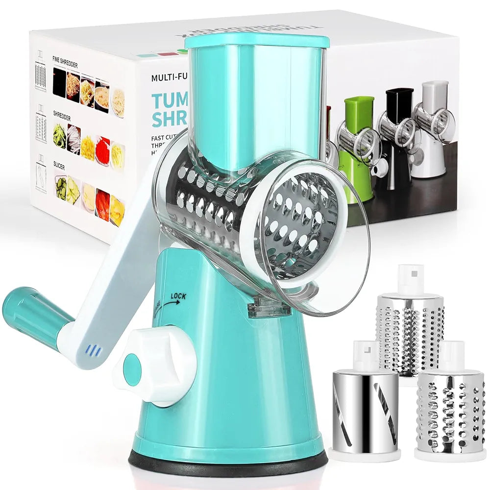 🥕 Râpe Manuelle Rotative 3-en-1 – Geedel