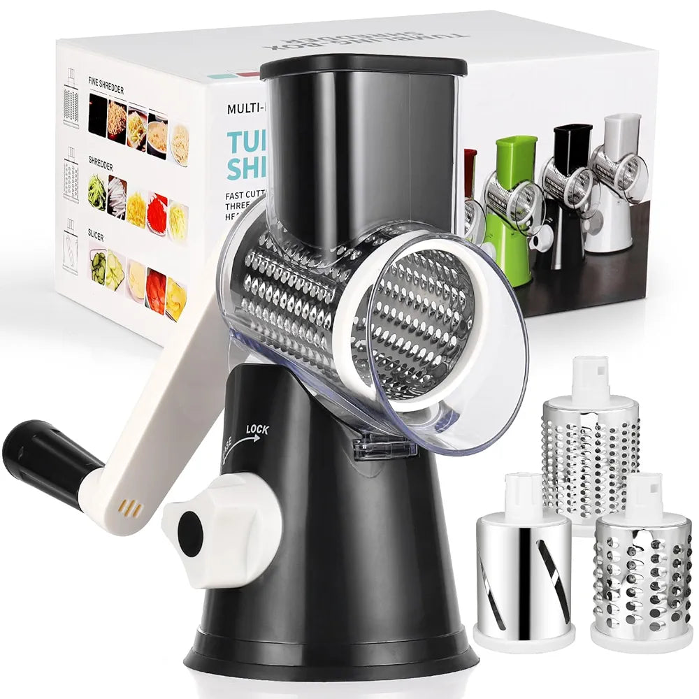 🥕 Râpe Manuelle Rotative 3-en-1 – Geedel