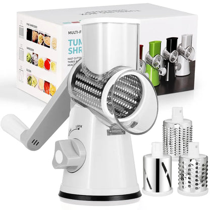 🥕 Râpe Manuelle Rotative 3-en-1 – Geedel