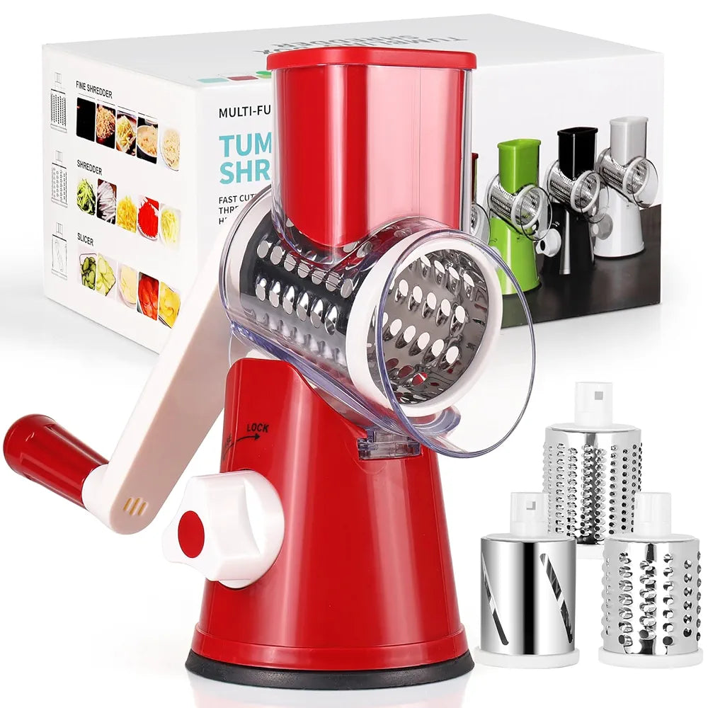 🥕 Râpe Manuelle Rotative 3-en-1 – Geedel
