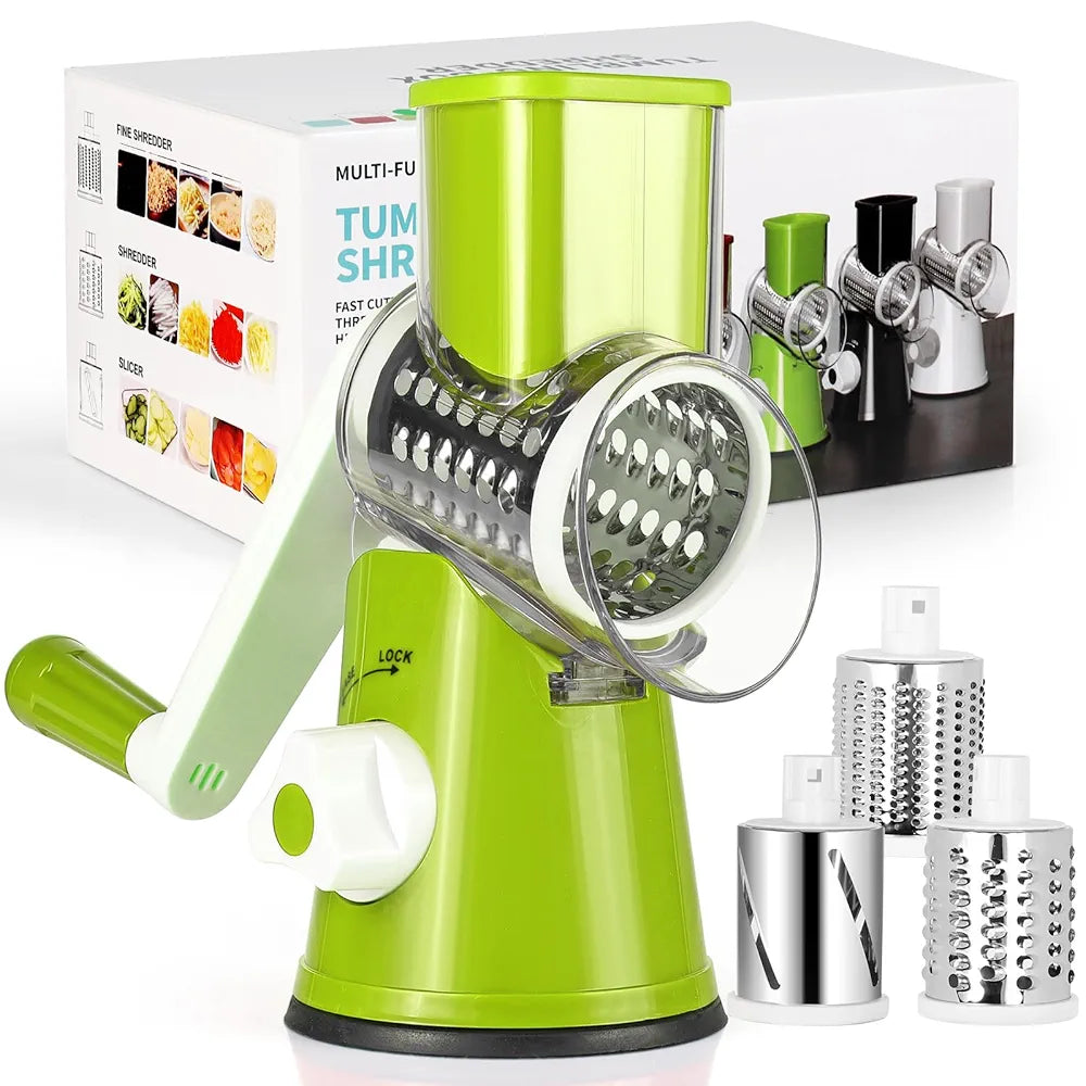 🥕 Râpe Manuelle Rotative 3-en-1 – Geedel