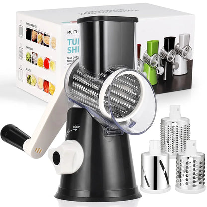 🥕 Râpe Manuelle Rotative 3-en-1 – Geedel