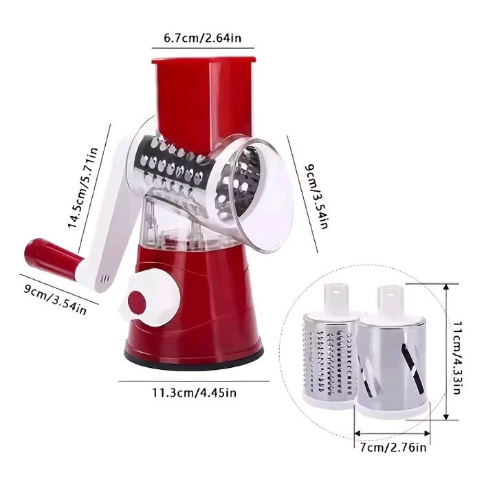 🥕 Râpe Manuelle Rotative 3-en-1 – Geedel